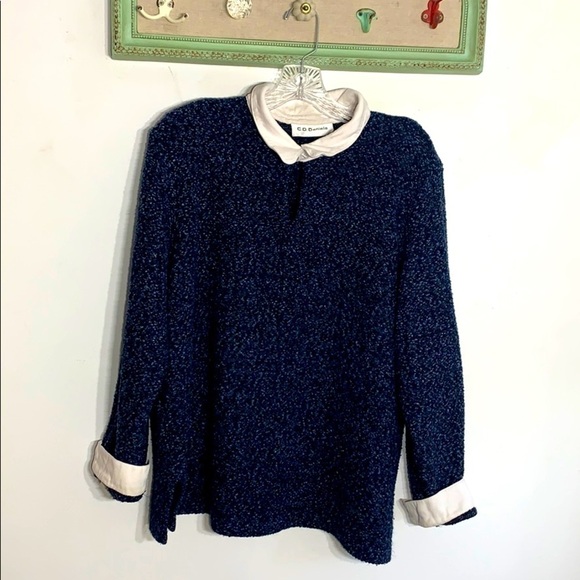 Vintage Navy blue Teddy Collar Pullover Sweater XL women’s - Picture 1 of 10